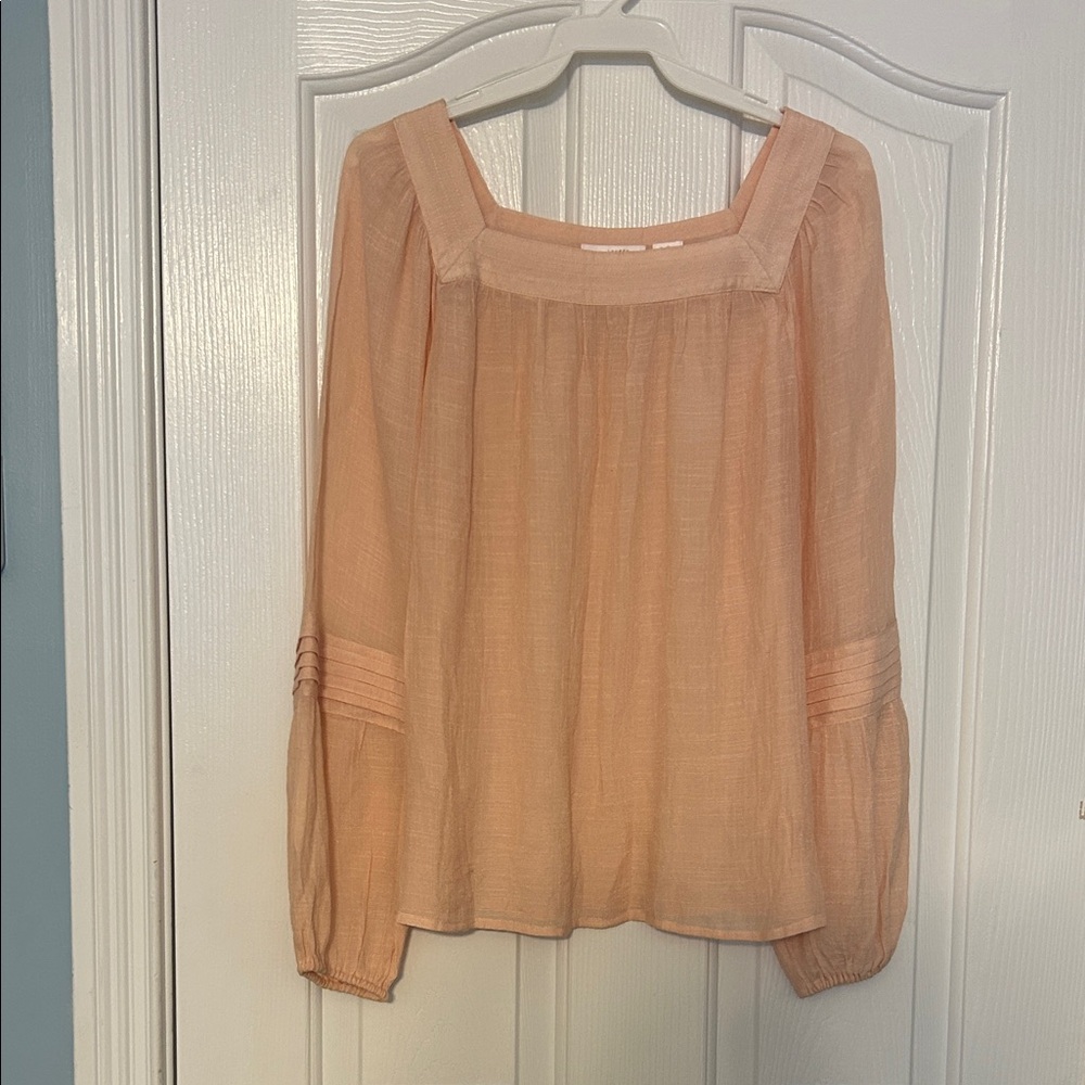 LC Lauren Conrad Peach Square‑Neck Blouse – Size S, EUC